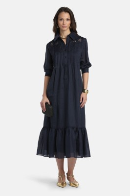 LUISA SPAGNOLI -  Długa haftowana sukienka-tunika