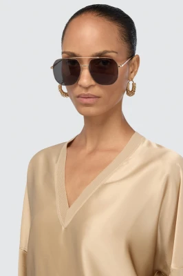 SEMICOUTURE - Beżowy, jedwabny top