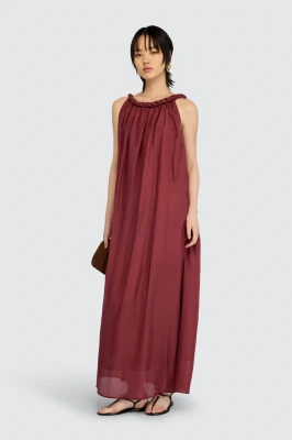 SEMICOUTURE - Długa sukienka z muślinu